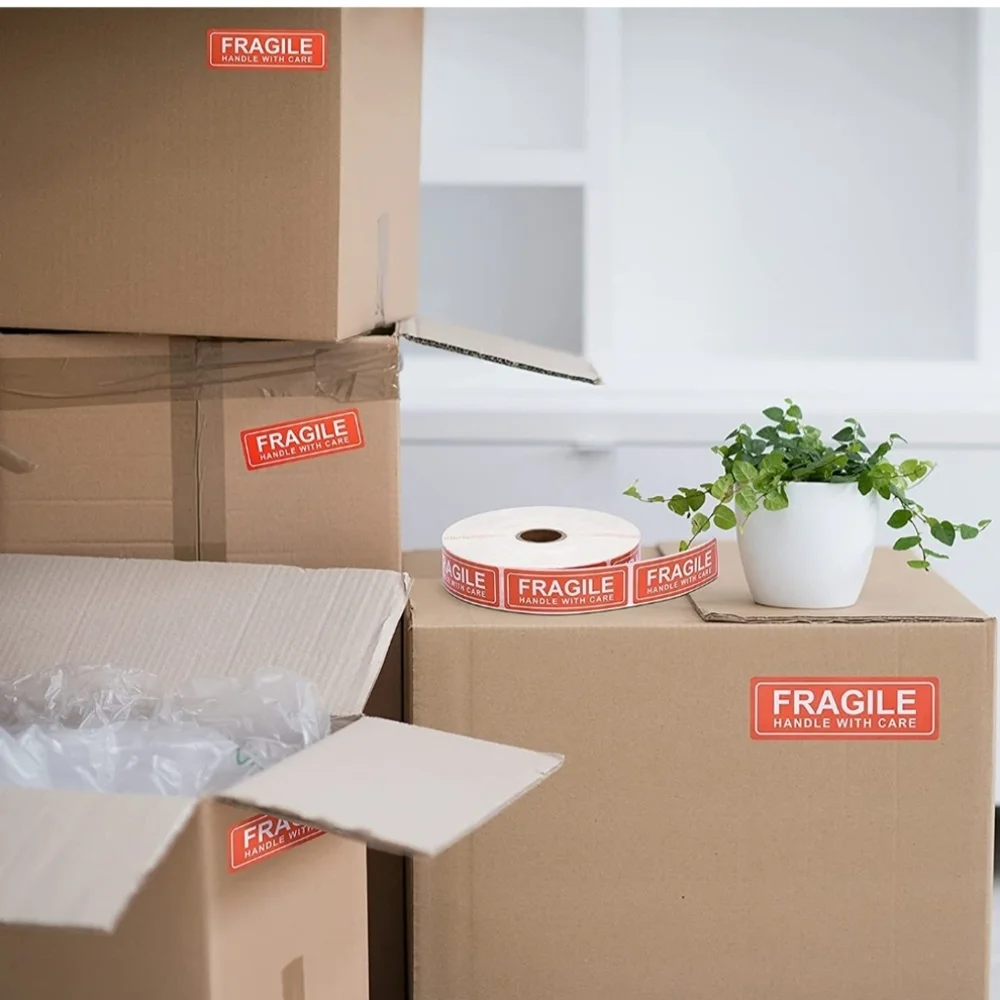 200 FRAGILE HANDLE WITH CARE Warning Packing Shipping Sticker Labels 3